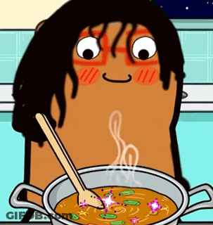 Cartoon Character Holding Wooden Spoon GIF
