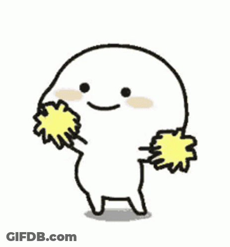 Cartoon Character Holding Yellow Pom Poms GIF