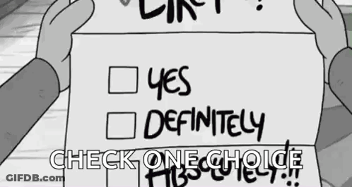 Cartoon Character Holding Yes Definitely Check One Choice! GIF