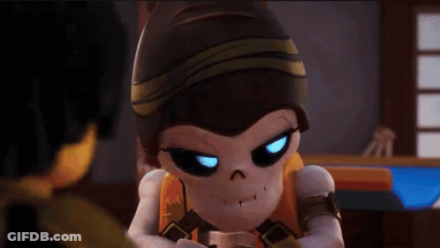 Cartoon Character Hugging Skeleton GIF