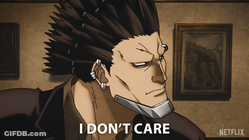 Cartoon Character I Don't Care Netflix Logo GIF