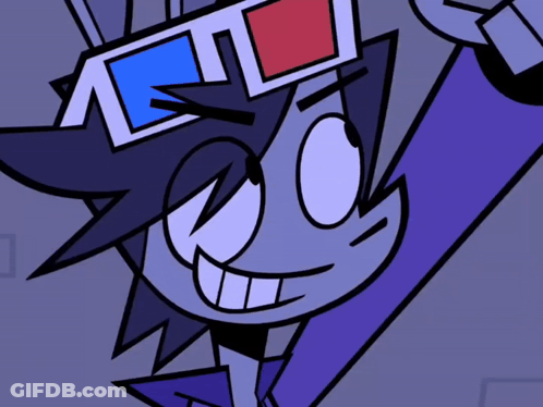 Cartoon Character In 3D Glasses And Top Hat GIF