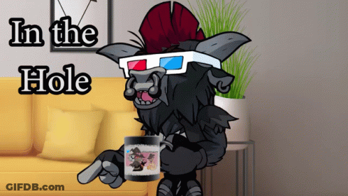 Cartoon Character In 3D Glasses Pointing At Mug GIF