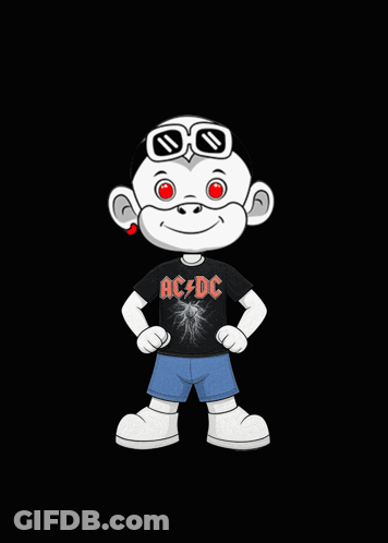 Cartoon Character In AC DC Shirt GIF