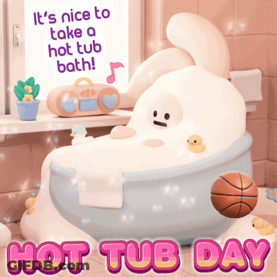 Cartoon Character In Bathtub Hot Tub Day GIF