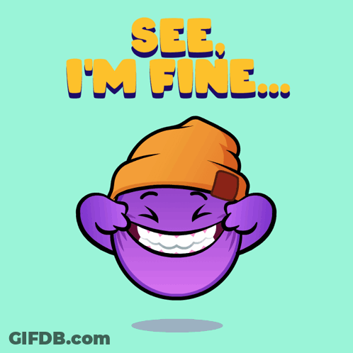 Cartoon Character In Beanie Saying See I'm Fine GIF