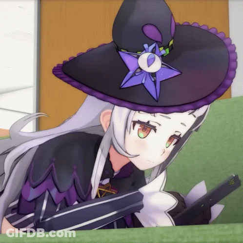 Cartoon Character In Black And Purple Hat With Purple Star GIF