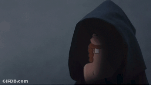 Cartoon Character In Black Hood Saying Bad Morning GIF