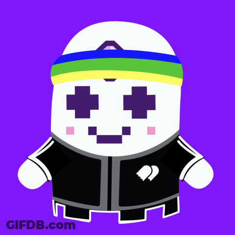 Cartoon Character In Black Jacket And Headband With Letter A GIF