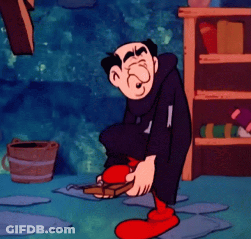 Cartoon Character In Black Robe And Red Boots GIF