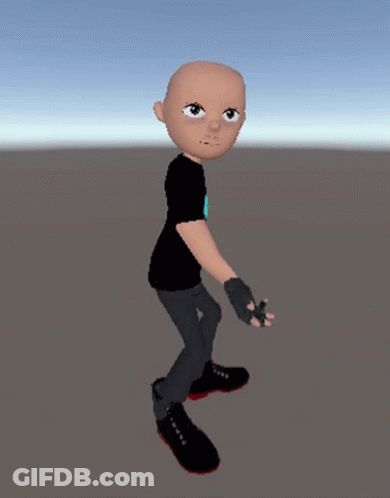 Cartoon Character In Black Shirt Reaching Up GIF