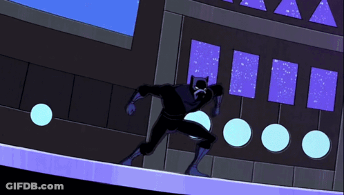 Cartoon Character In Black Suit Running On Purple Surface GIF