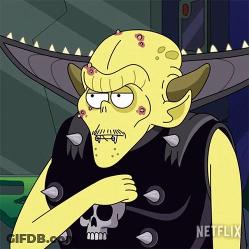 Cartoon Character In Black Vest With Spikes And Skull Says Netflix GIF