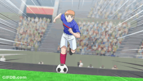 Cartoon Character In Blue And White Jersey Number 9 GIF