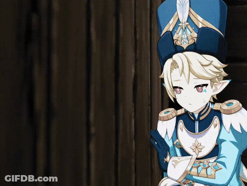 Cartoon Character In Blue And White Outfit And Hat GIF