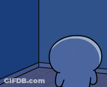 Cartoon Character In Blue Corner GIF