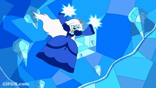 Cartoon Character In Blue Dress Surrounded By Blue Ice GIF