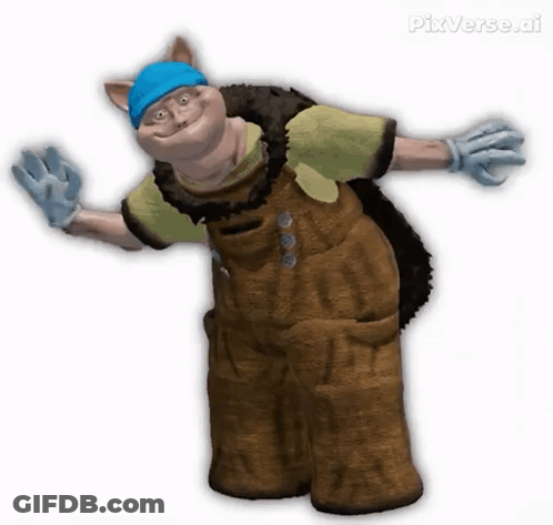 Cartoon Character In Blue Hat And Overalls GIF