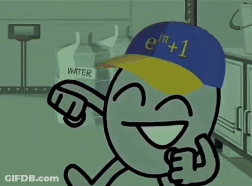 Cartoon Character In Blue Hat Saying E I T + 1 GIF
