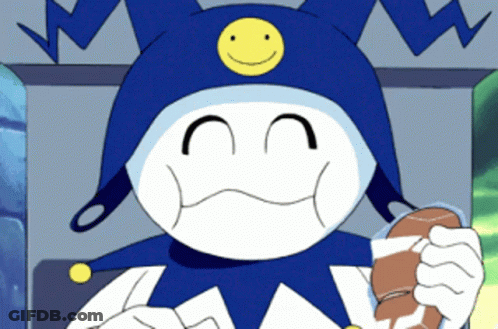 Cartoon Character In Blue Hat With Yellow Smiley Face GIF