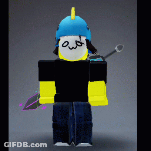 Cartoon Character In Blue Helmet With Yellow Spike GIF