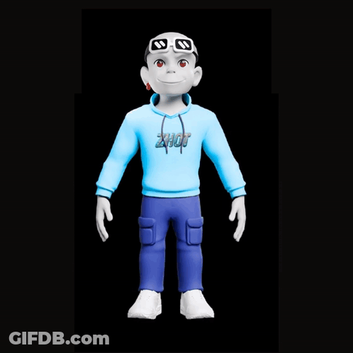 Cartoon Character In Blue Hoodie Saying Ziot GIF