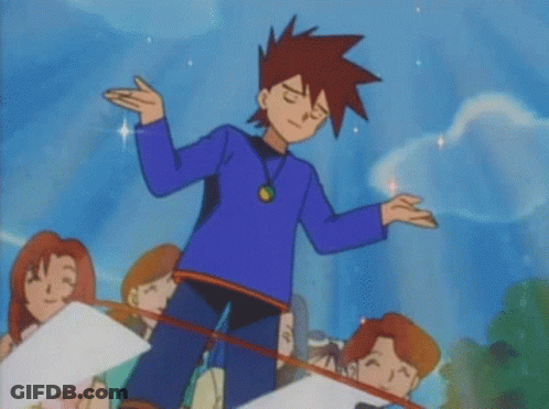 Cartoon Character In Blue Shirt And Gold Necklace GIF