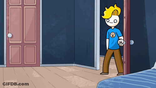 Cartoon Character In Blue Shirt With Face GIF