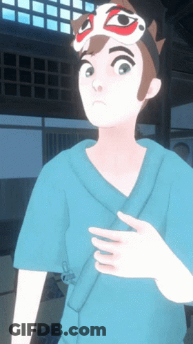 Cartoon Character In Blue Shirt With Mask On Head GIF