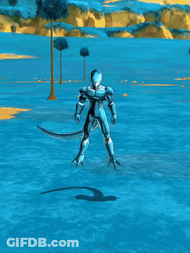 Cartoon Character In Blue Suit Standing In Field GIF