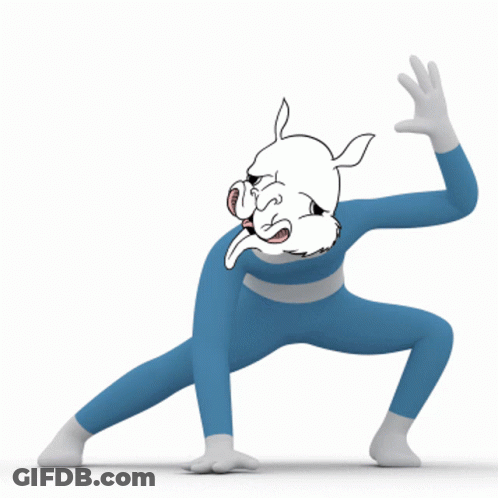 Cartoon Character In Blue Suit With White Mask GIF
