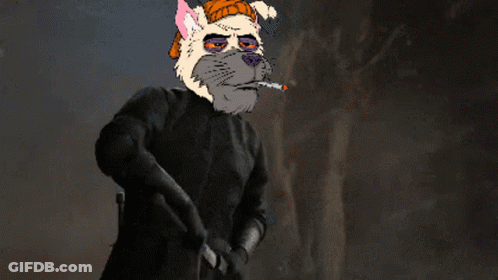 Cartoon Character In Blue Suit With White Mask GIF