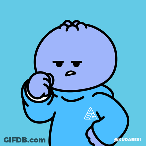 Cartoon Character In Blue Sweater With White Triangle GIF