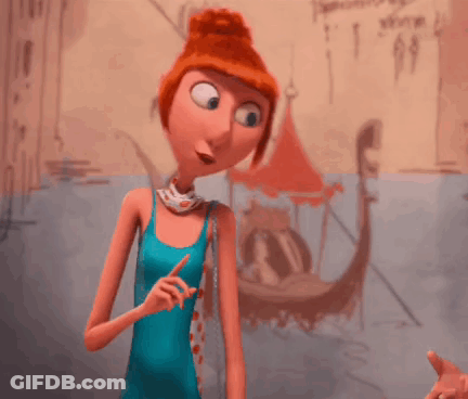 Cartoon Character In Blue Tank Top Pointing GIF