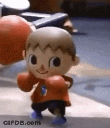 Cartoon Character In Boxing Ring With Gloves GIF