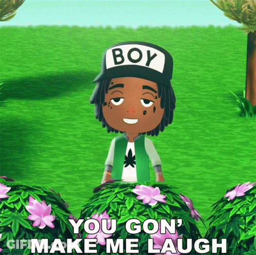 Cartoon Character In Boy Hat Says You Gon Make Me Laugh GIF