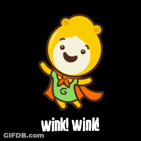 Cartoon Character In Cape Saying Wink Wink GIF