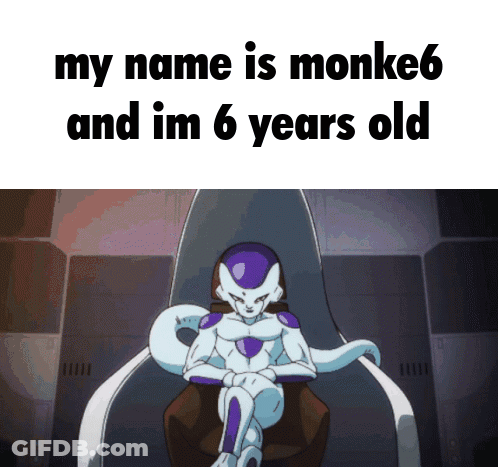 Cartoon Character In Chair My Name Is Monke6 And Im 6 Years Old GIF