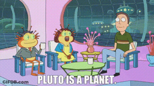 Cartoon Character In Chairs Says Pluto Is A Planet GIF