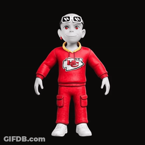 Cartoon Character In Chiefs Sweatshirt GIF