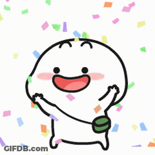 Cartoon Character In Confetti Shower GIF
