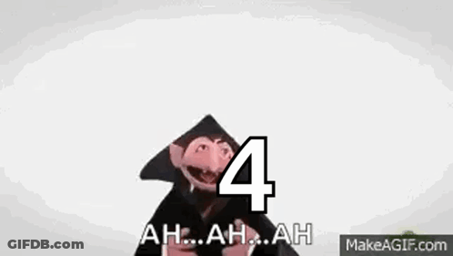 Cartoon Character In Conical Hat With Number Four GIF