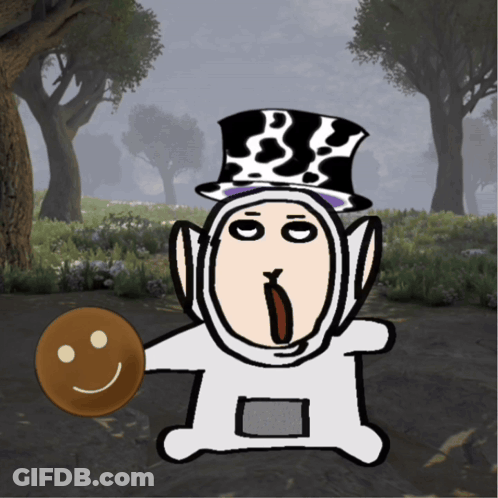 Cartoon Character In Cow Print Top Hat GIF