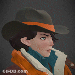 Cartoon Character In Cowboy Hat And Orange Ribbon GIF
