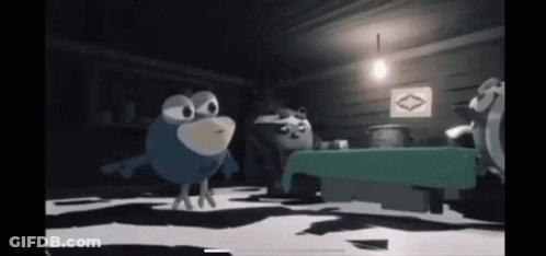Cartoon Character In Dark Room GIF