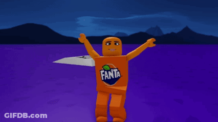 Cartoon Character In Fanta Costume GIF
