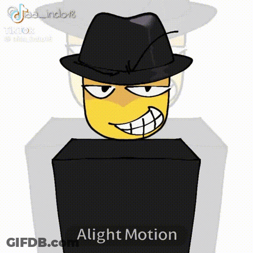 Cartoon Character In Fedora Smiling Next To Alight Motion Box GIF