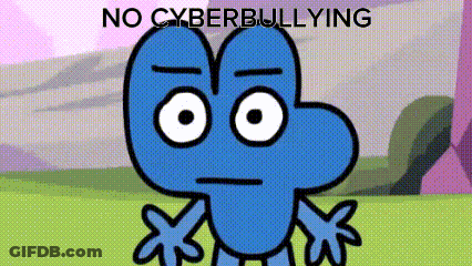Cartoon Character In Field Saying No Cyberbullying GIF