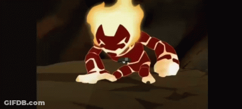 Cartoon Character In Fire Suit In Dark Cave GIF