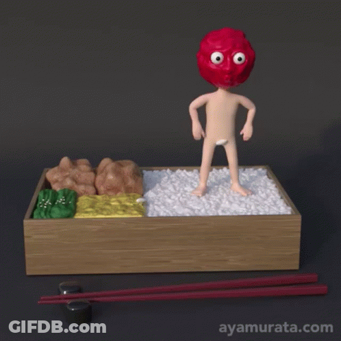 Cartoon Character In Food Box With Ayamurata.com GIF
